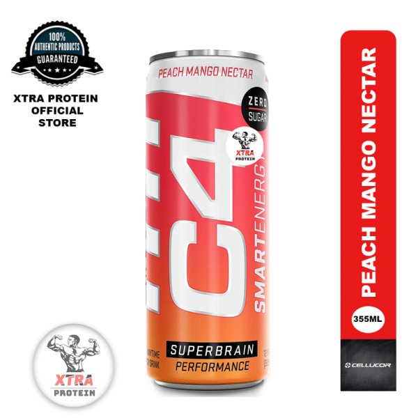 Cellucor C4 Smart Energy Sugar-Free Energy Drink Peach Mango Nectar (355ml) 12 Pack