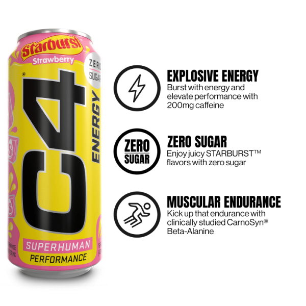 Cellucor C4 Sugar-Free Energy Strawberry Starburst (473ml) 12 Pack - Image 3