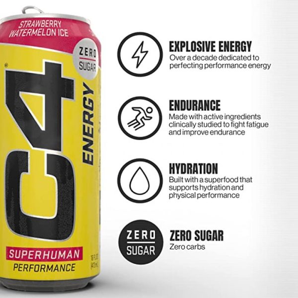 Cellucor C4 Sugar-Free Energy Strawberry Watermelon Ice (473ml) 12 Pack - Image 2