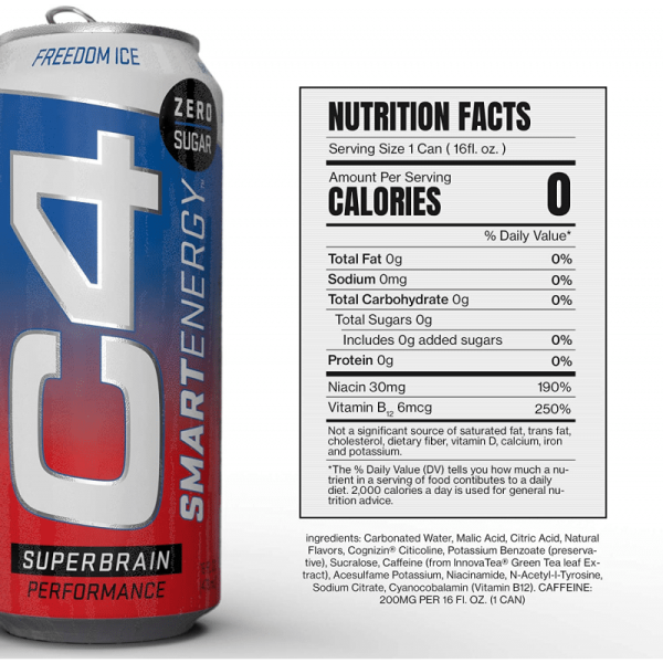 Cellucor C4 Sugar-Free Smart Energy Freedom Ice (355ml) 12 Pack - Image 3