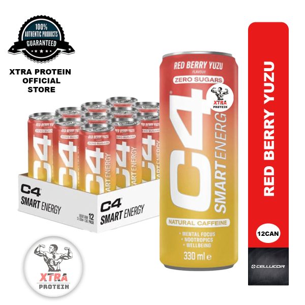 Cellucor C4 Smart Energy Sugar-Free Red Berry Yuzu (355ml) 12 Pack