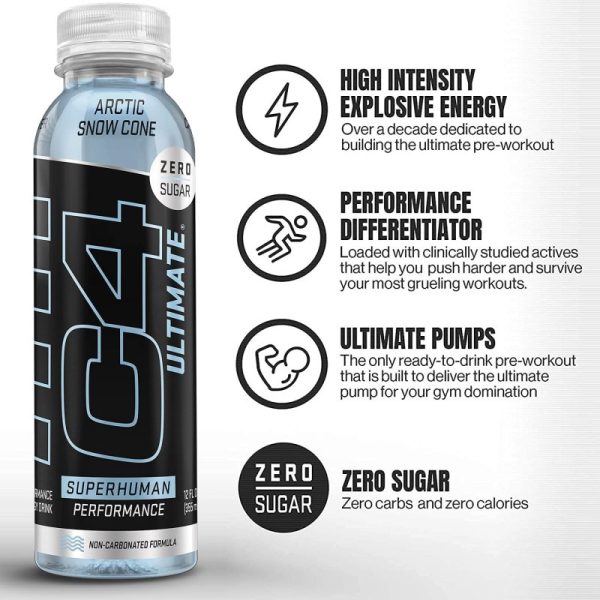 Cellucor C4 Sugar-Free Energy Ultimate Arctic Snow Cone (355ml) 12 Pack - Image 4