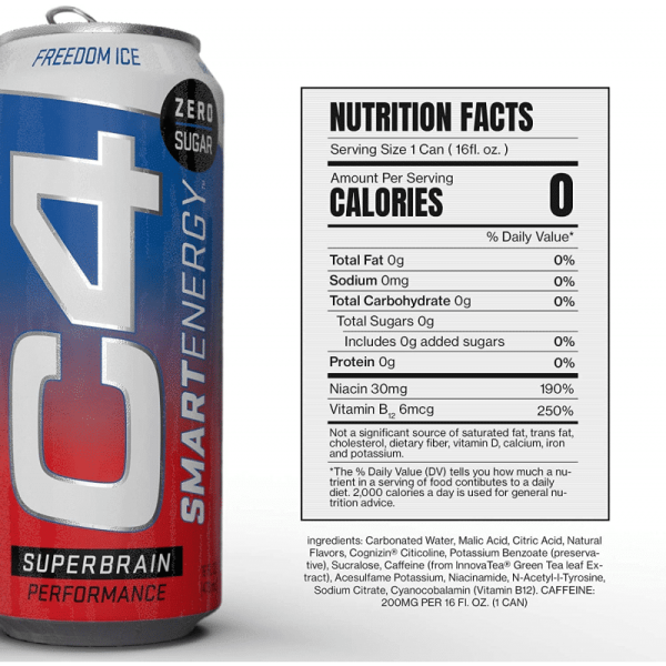 Cellucor C4 Sugar-Free Energy Plant Based  Freedom Ice (473ml) 12 Pack - Image 3