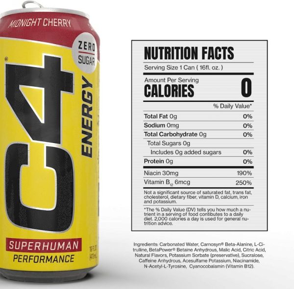 Cellucor C4 Sugar-Free Energy Midnight Cherry (473ml) 12 Pack - Image 2