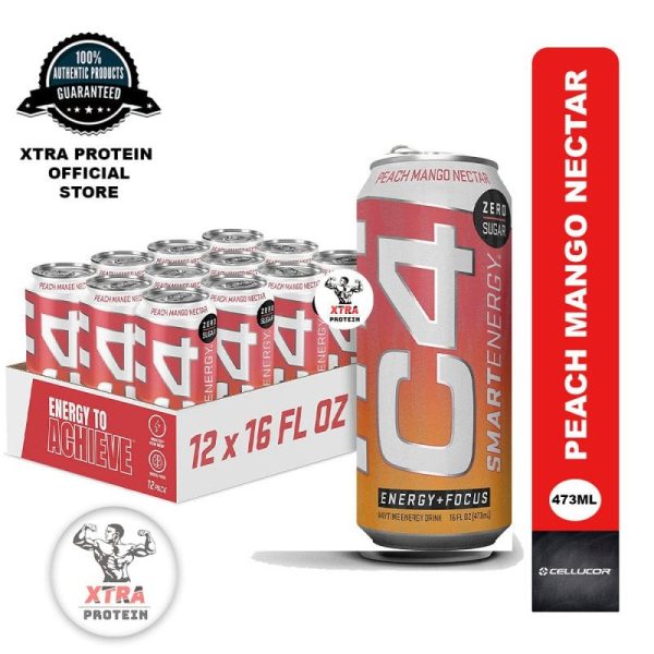 Cellucor C4 Smart Energy Sugar-Free Energy Drink Peach Mango Nectar (473ml) 12 Pack