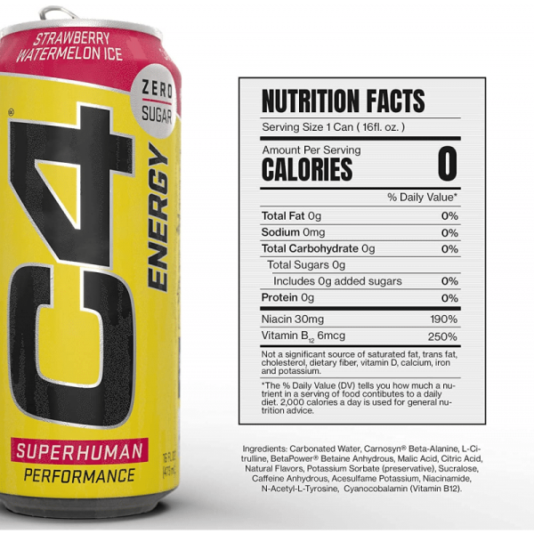 Cellucor C4 Sugar-Free Energy Strawberry Watermelon Ice (473ml) 12 Pack - Image 4