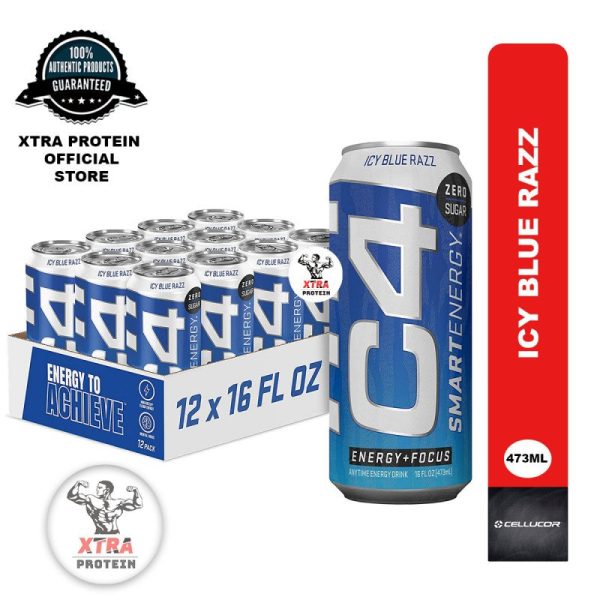 Cellucor C4 Smart Energy Sugar-Free Energy Drink Blue Razz (473ml) 12 Pack