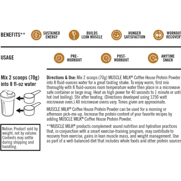 Muscle Milk Coffee House (1.93lbs) Mocha Latte 12 Servings - Image 2