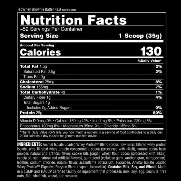 Animal Whey Isolate Brownie Batter (4lbs) 52 Servings (EXCLUSIVE DISTRIBUTOR) - Image 2